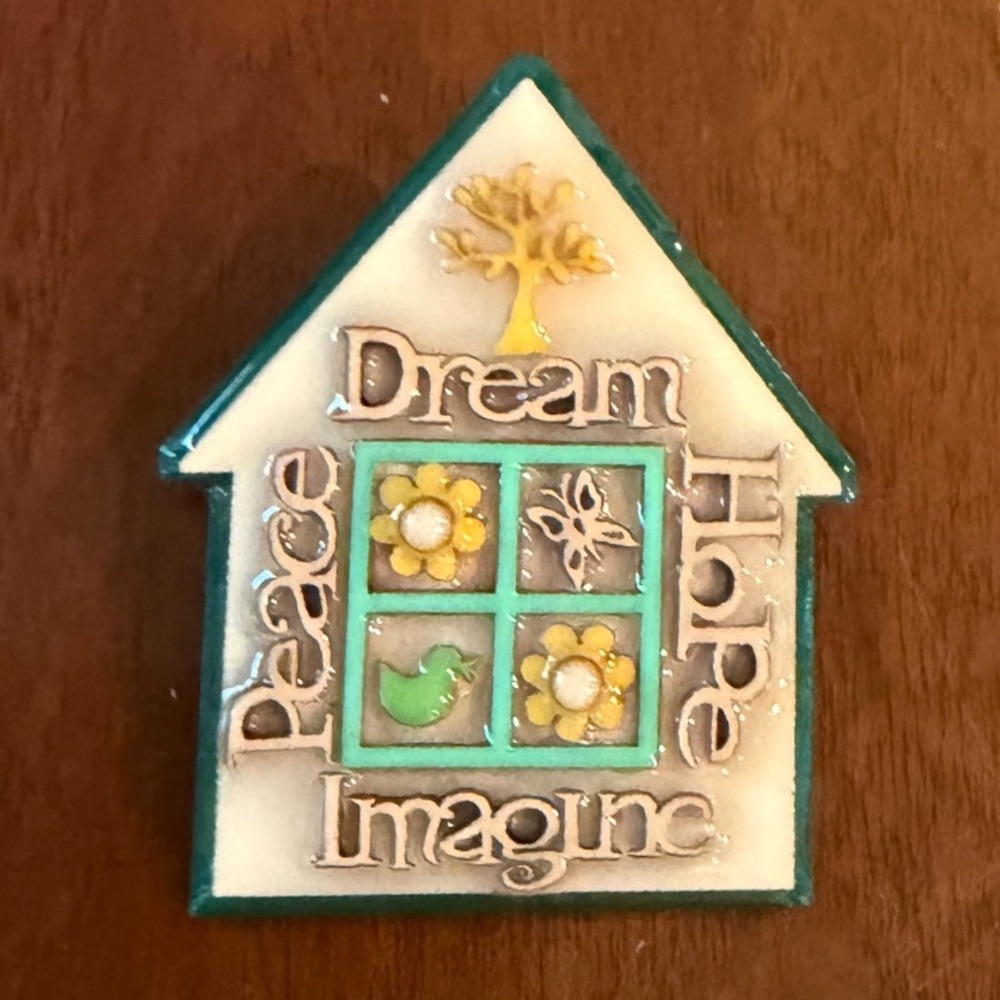 Vintage Designs by Lucinda Peace Dream Hope Imagine Window Scene Pin / Brooch